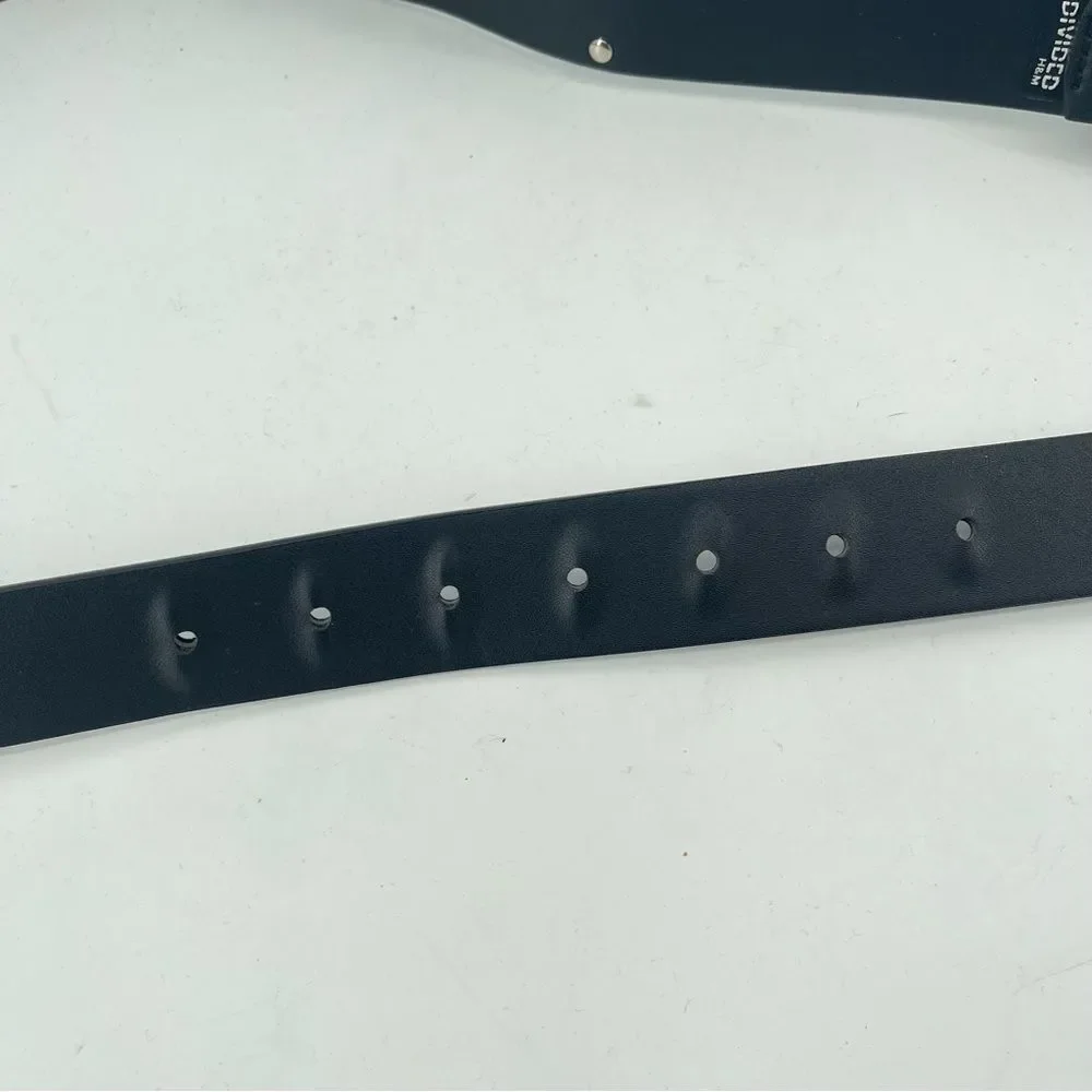 H&M Divided Black Faux Leather Studded Rhinestone Belt Western NWT Y2K